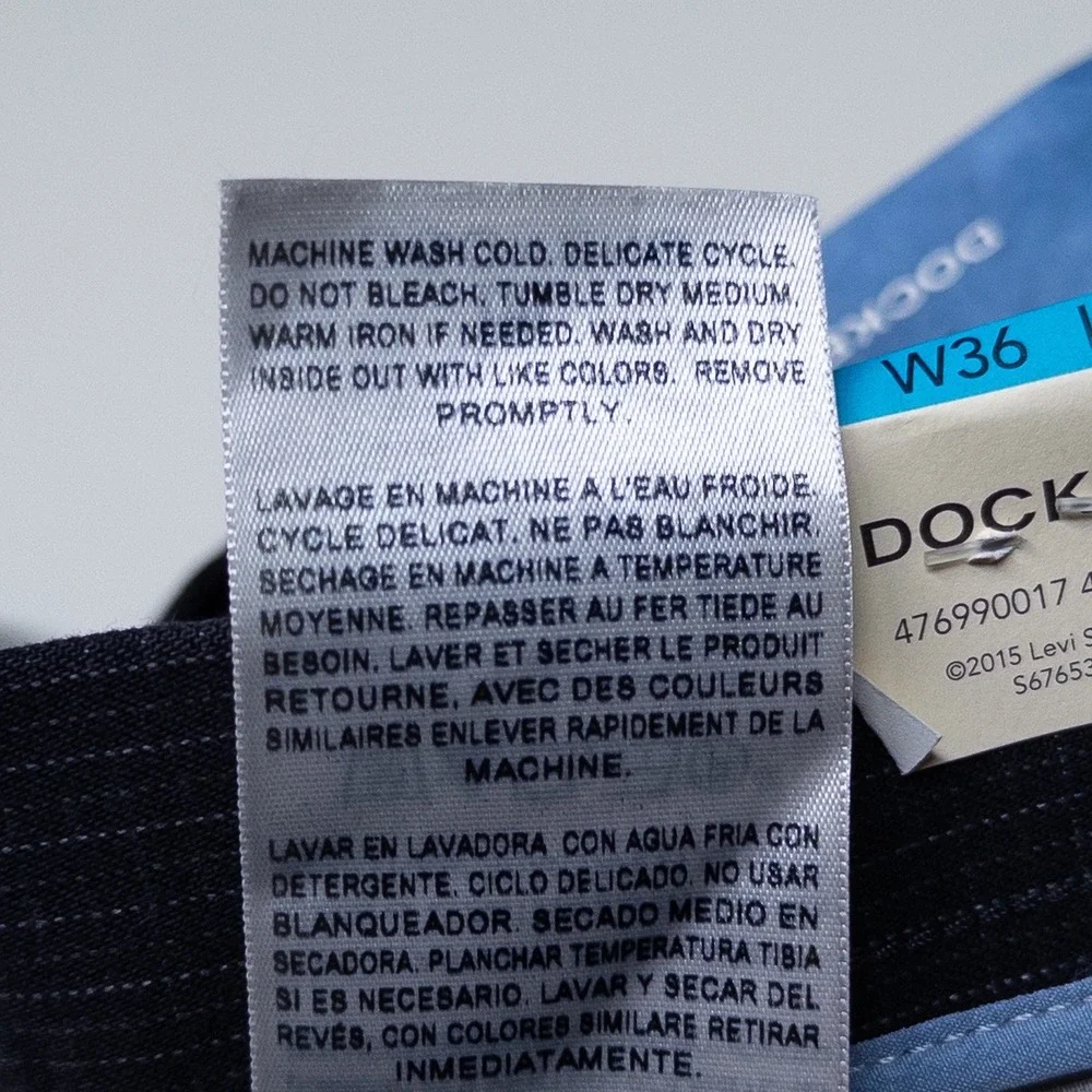 Dockers Signature Khaki Pants 36x29 Blue Gray Straight Micro Grid Check Stretch